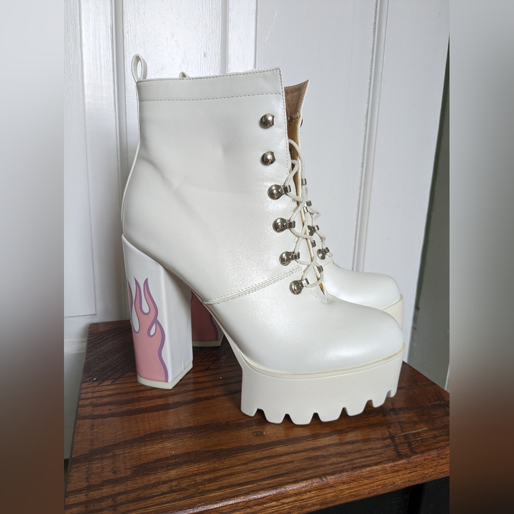 White platform boots
